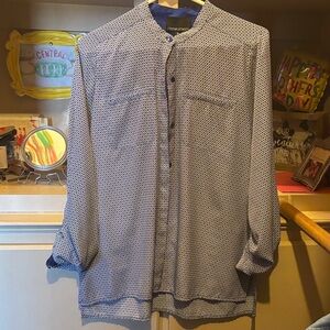 Dynamite Navy and White Geometric Top